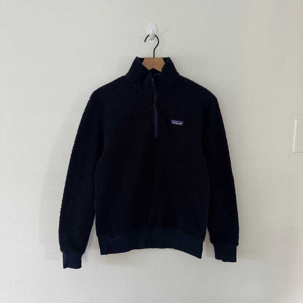 Patagonia Women's Dark Blue Woolyester Quarter Zip Fleece Pullover Size S